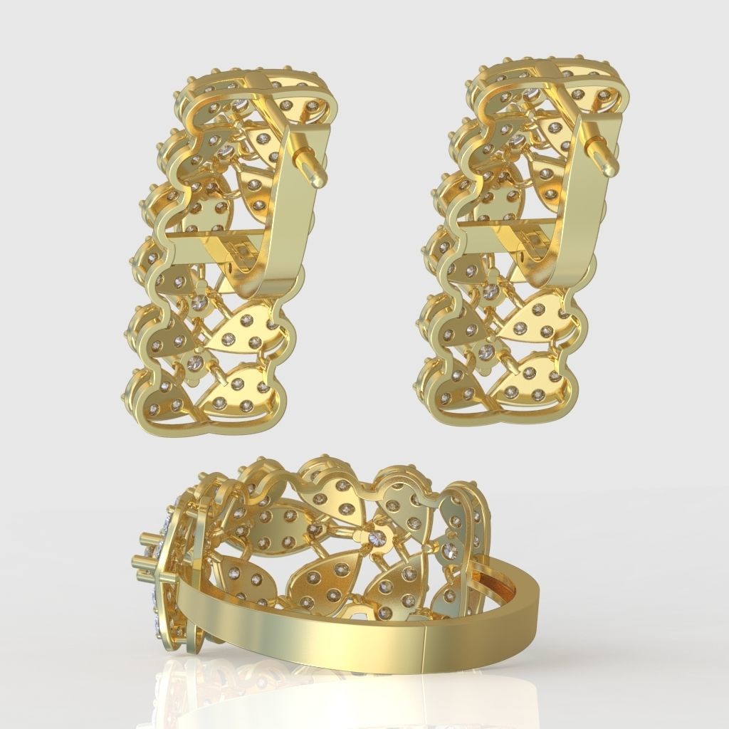 Ring and Earring Set 3D printable model 0068 3D Model Collection_7