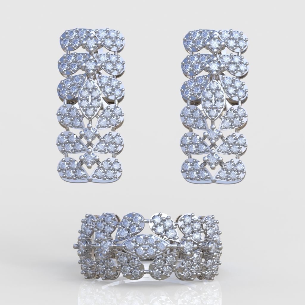 Ring and Earring Set 3D printable model 0068 3D Model Collection_6