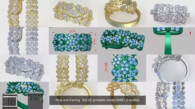 Ring and Earring  Set 3D printable model 0068