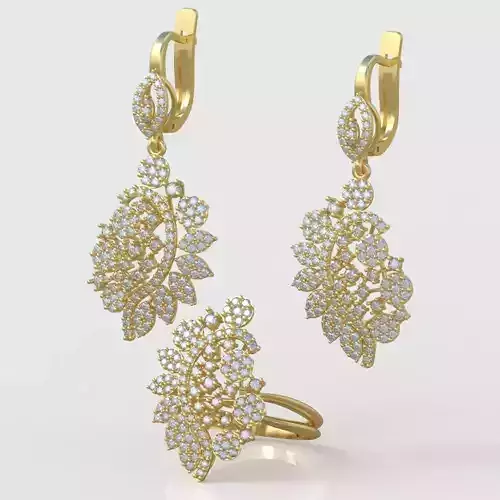 Ring and Earring  Set 3D printable model 0069 3D Model Collection