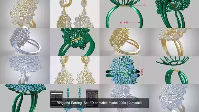 Ring and Earring  Set 3D printable model 0069
