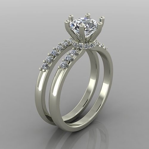 Soliataire ring for Women Wedding Rings 24 3D print model