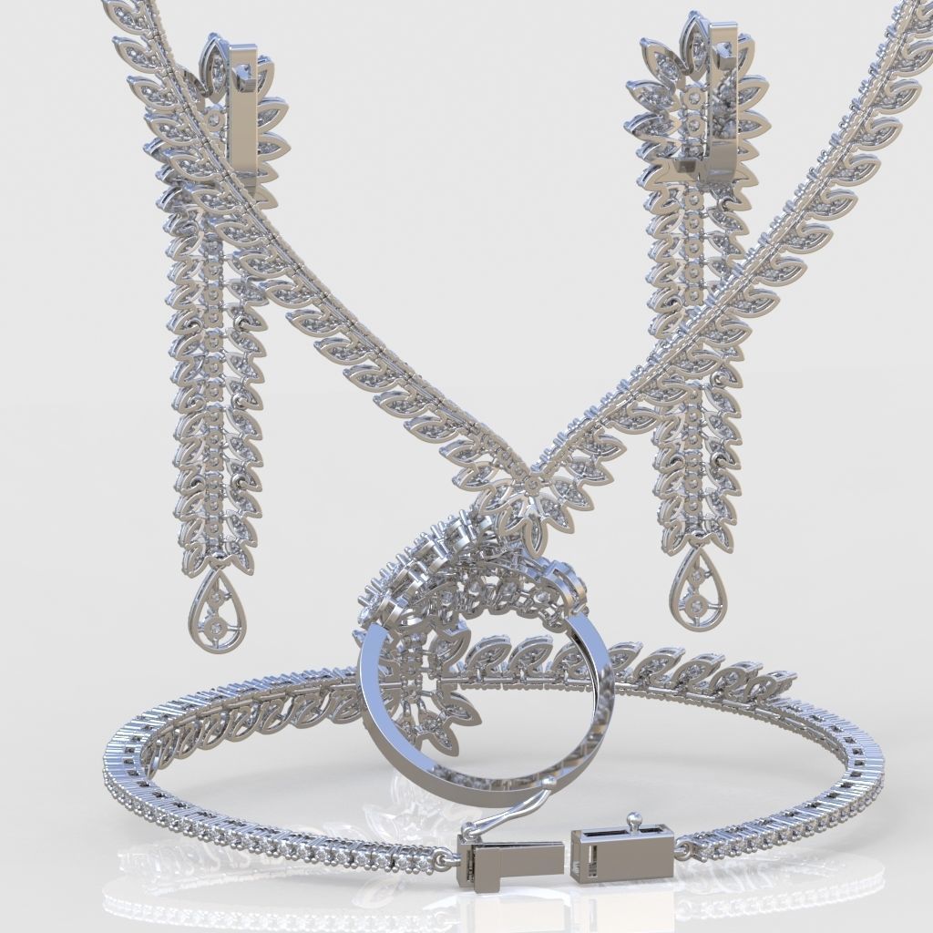 Ring Bracelet Earring and Pendant Set 3D printable model 0072 3D Model Collection_10