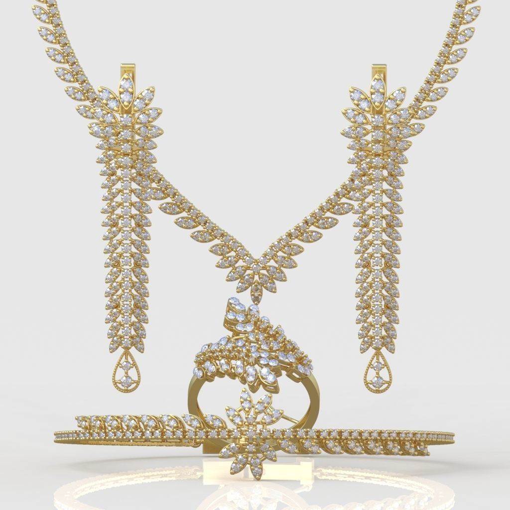 Ring Bracelet Earring and Pendant Set 3D printable model 0072 3D Model Collection_3