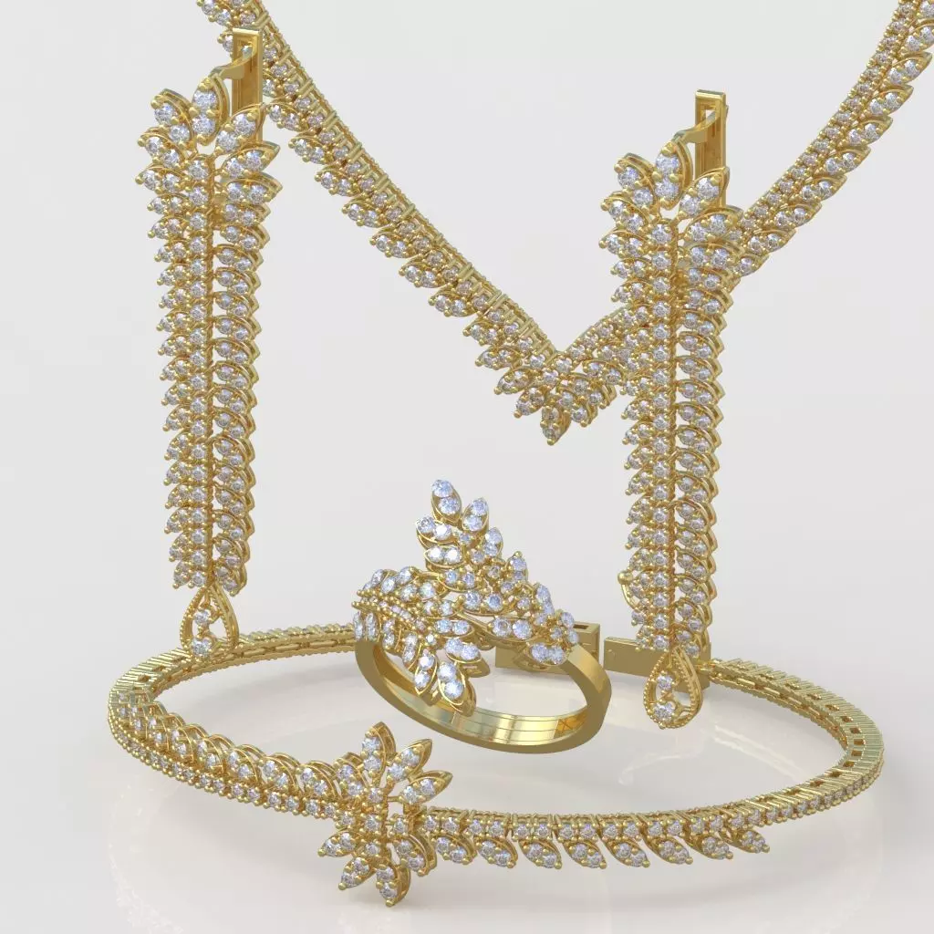 Ring Bracelet Earring and Pendant Set 3D printable model 0072 3D Model Collection_0