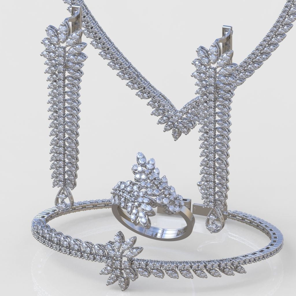 Ring Bracelet Earring and Pendant Set 3D printable model 0072 3D Model Collection_2