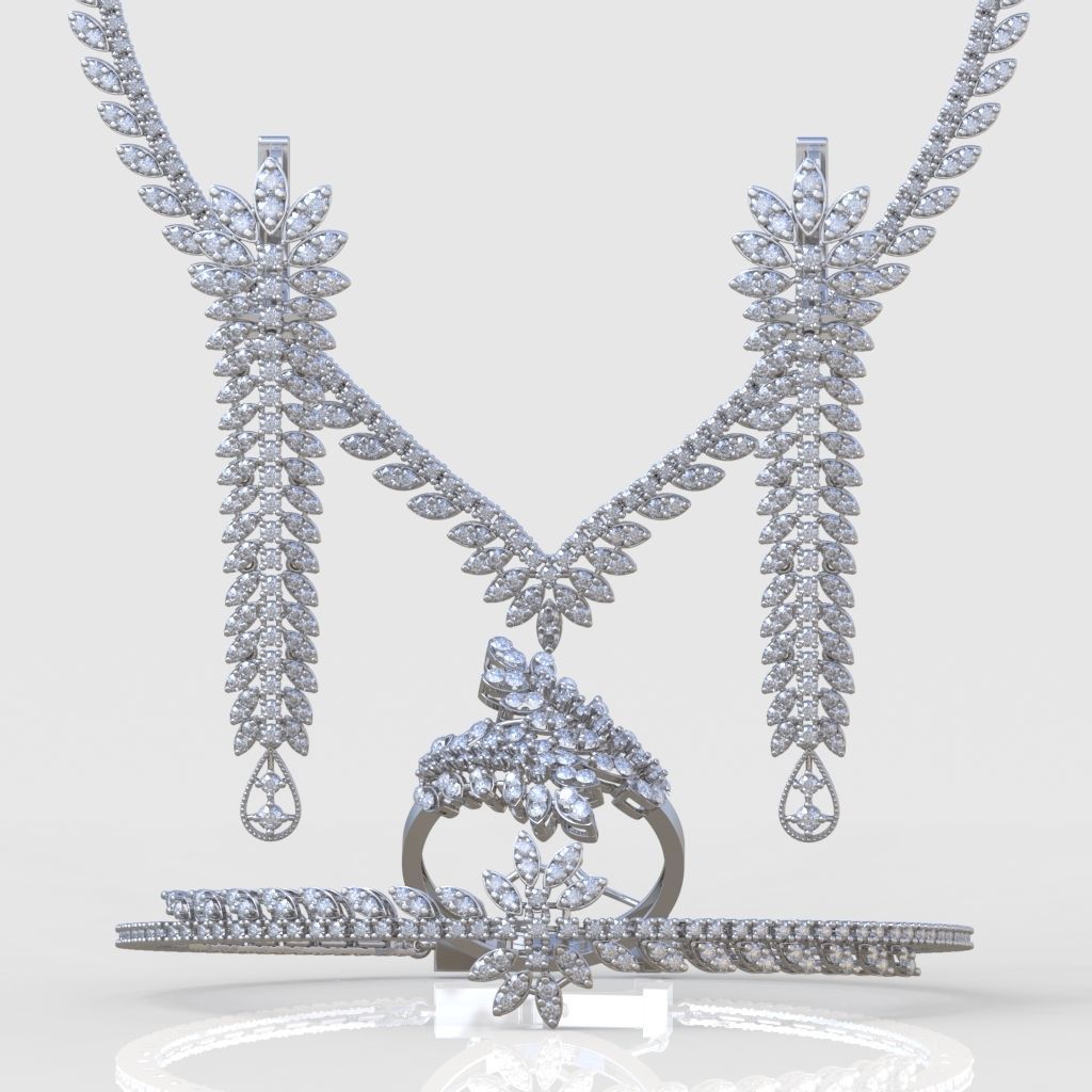 Ring Bracelet Earring and Pendant Set 3D printable model 0072 3D Model Collection_4