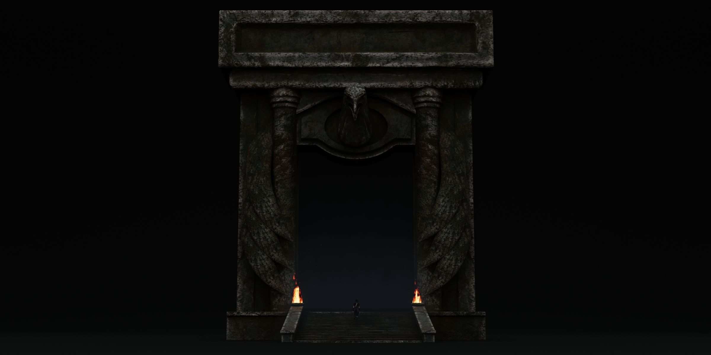 Game ready ancient gate Low-poly 3D model_8