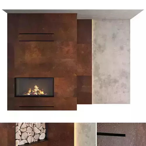 Decorative wall with fireplace set 22