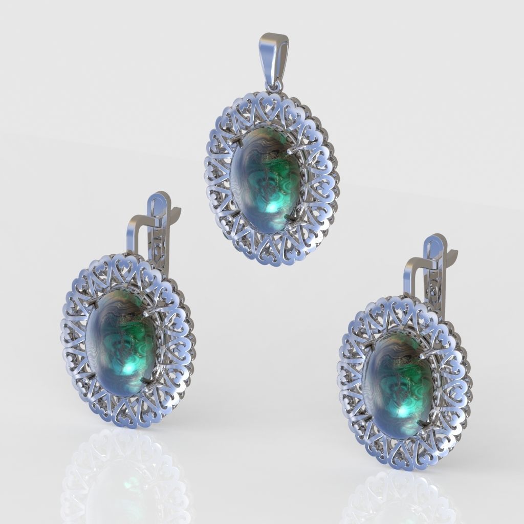 Ring and Pendant Set 3D printable model 0073 3D Model Collection_2