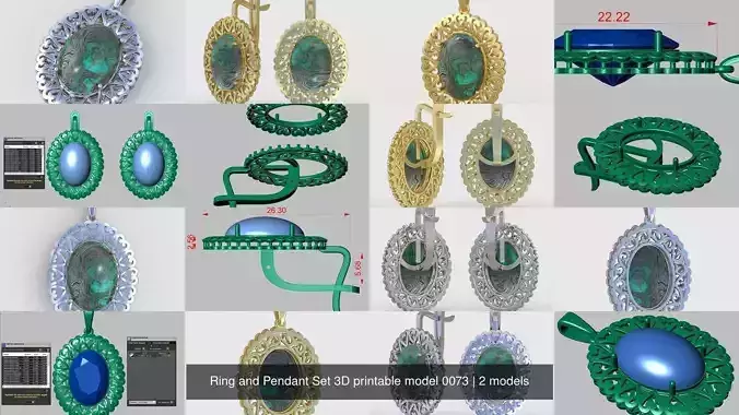 Ring and Pendant Set 3D printable model 0073