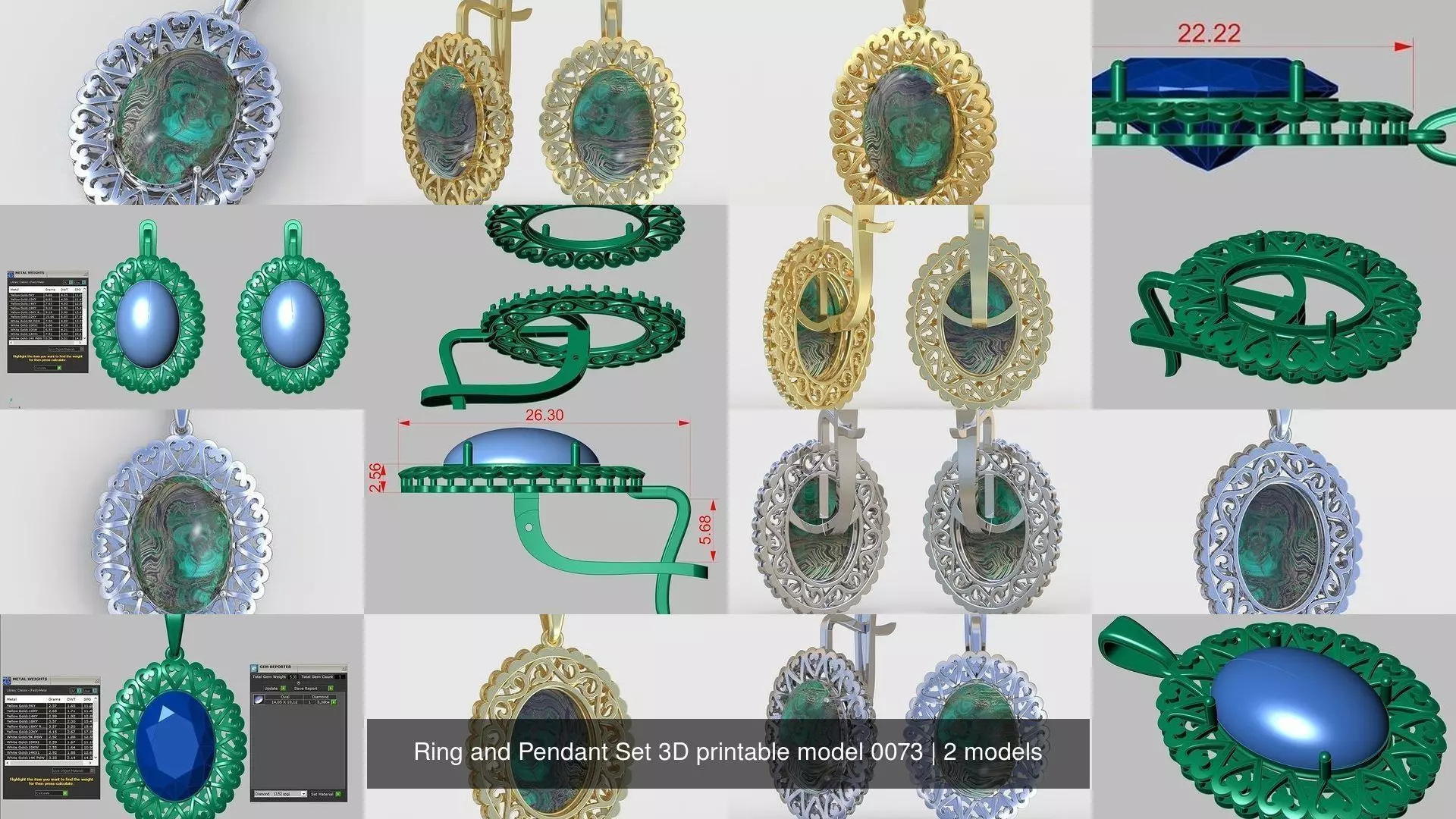 Ring and Pendant Set 3D printable model 0073 3D Model Collection_1