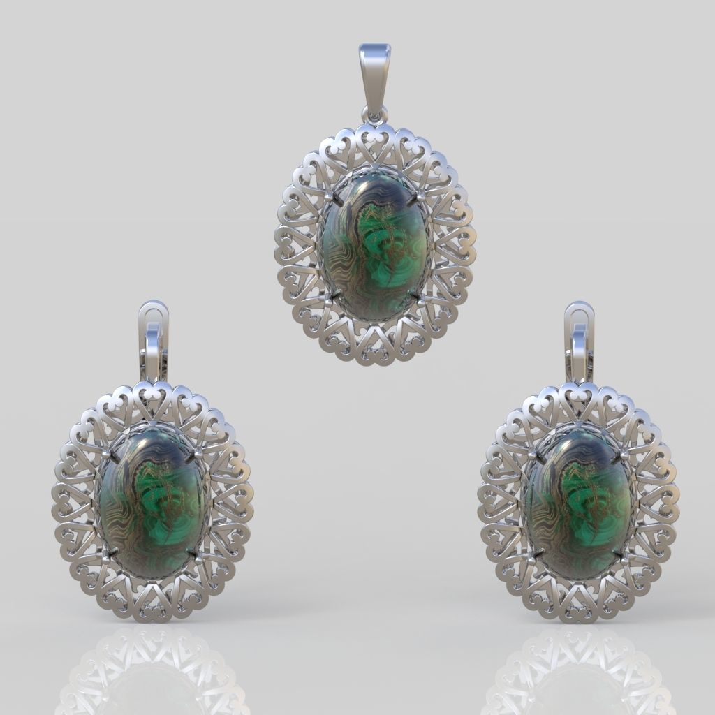 Ring and Pendant Set 3D printable model 0073 3D Model Collection_4