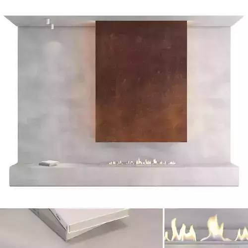 Decorative wall with fireplace set 23 3D model
