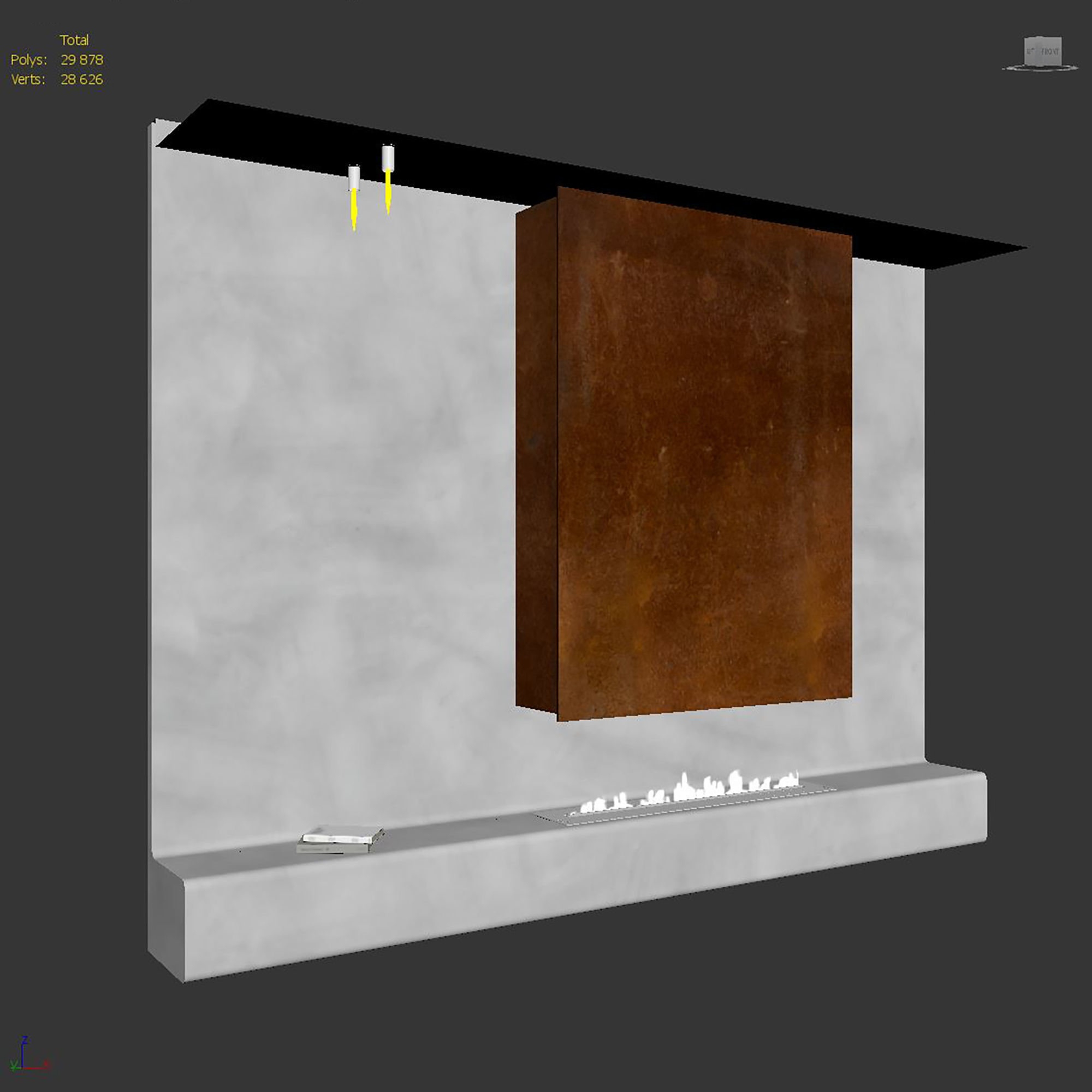 Decorative wall with fireplace set 23 3D model_7