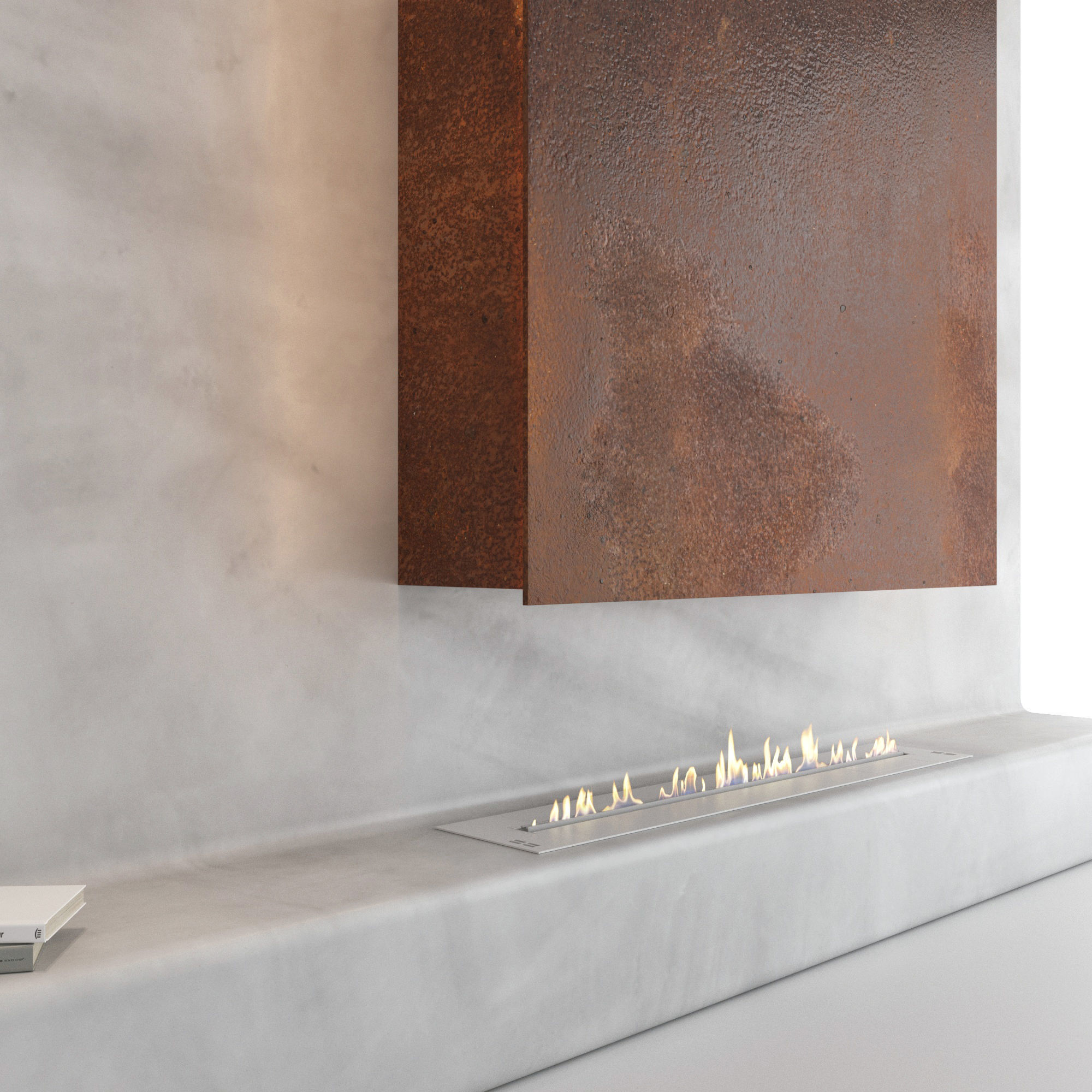 Decorative wall with fireplace set 23 3D model_1