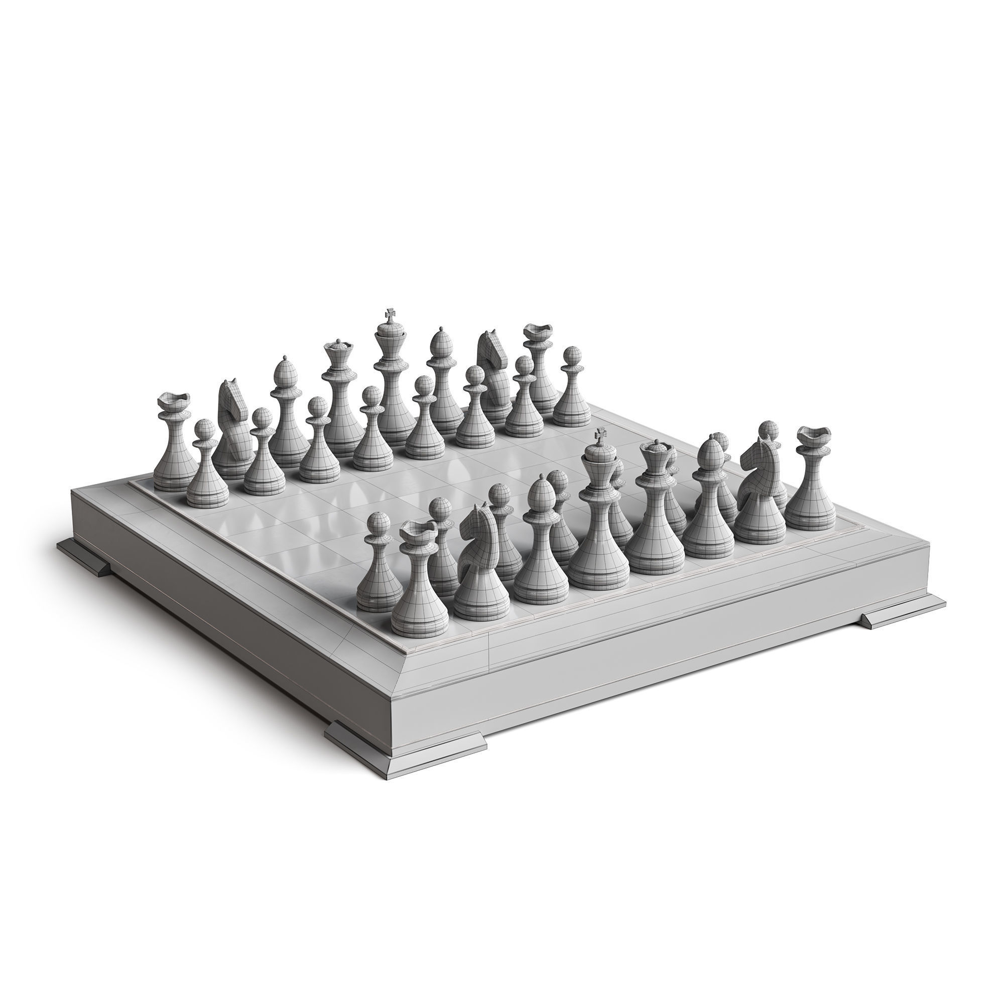 Chess Set with pieces 3D model_3