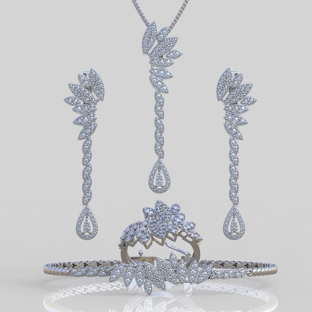 Ring Bracelet Earring and Pendant Set 3D printable model 0074 3D Model Collection_4