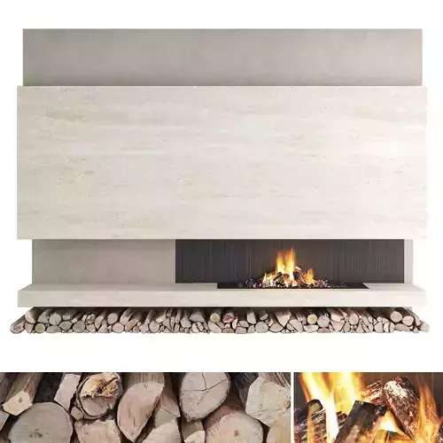 Decorative wall with fireplace set 24
