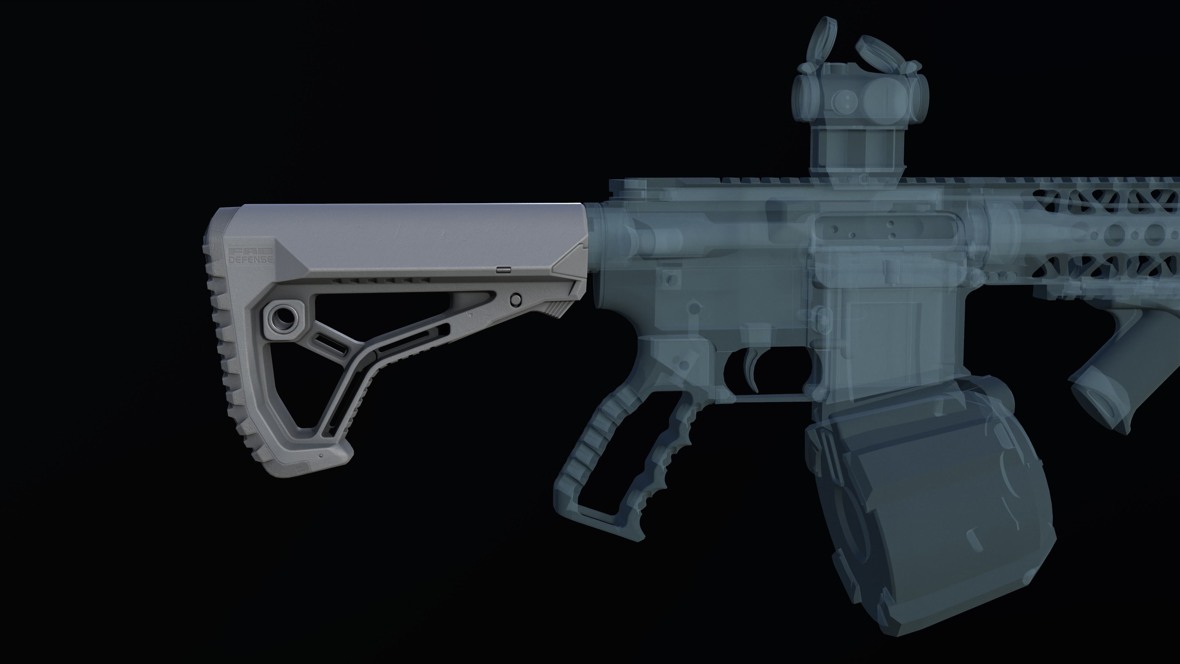 FAB Defense GL-CORE buttstock M4 AR Low-poly 3D model_4