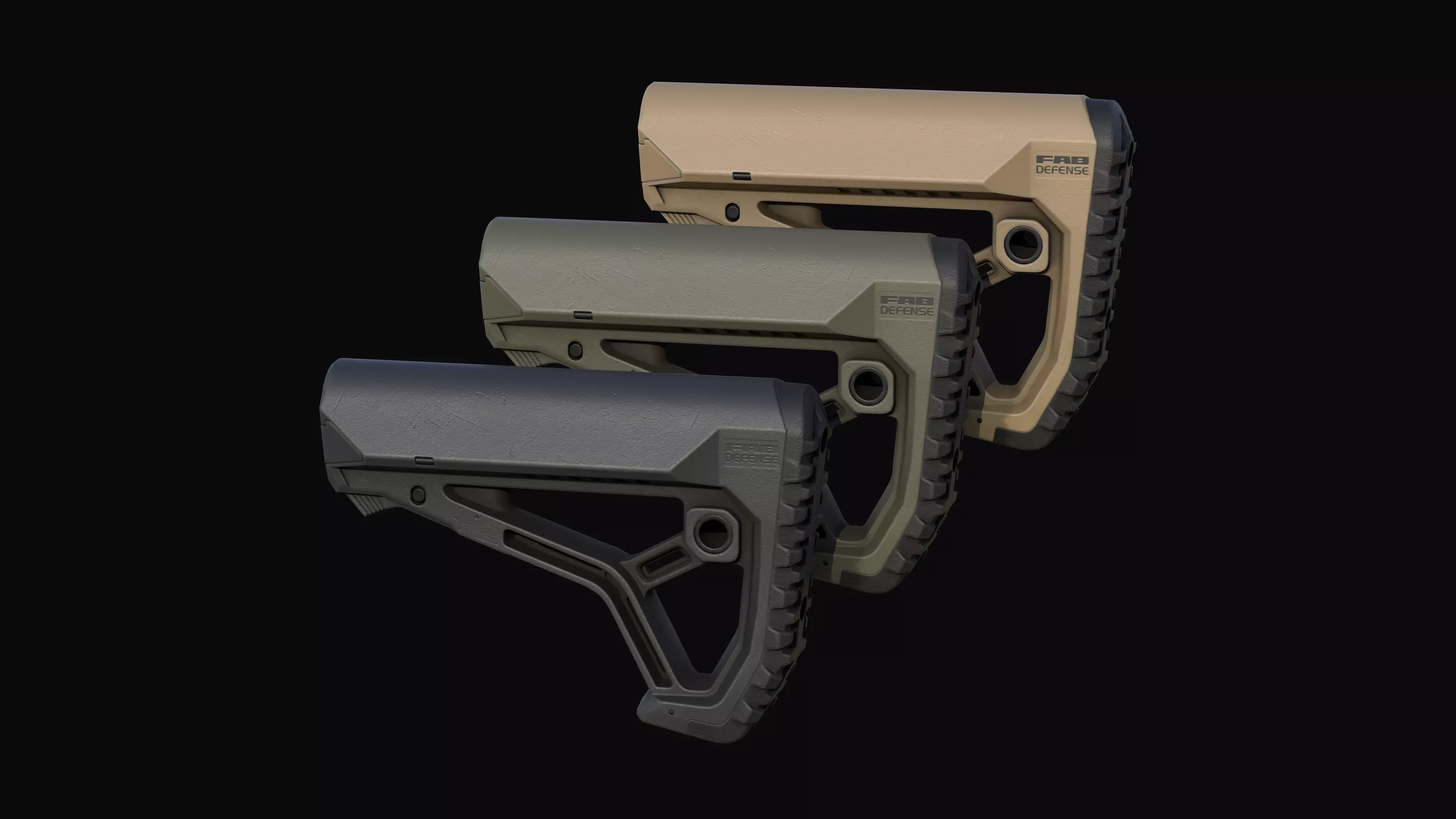 FAB Defense GL-CORE buttstock M4 AR Low-poly 3D model_0