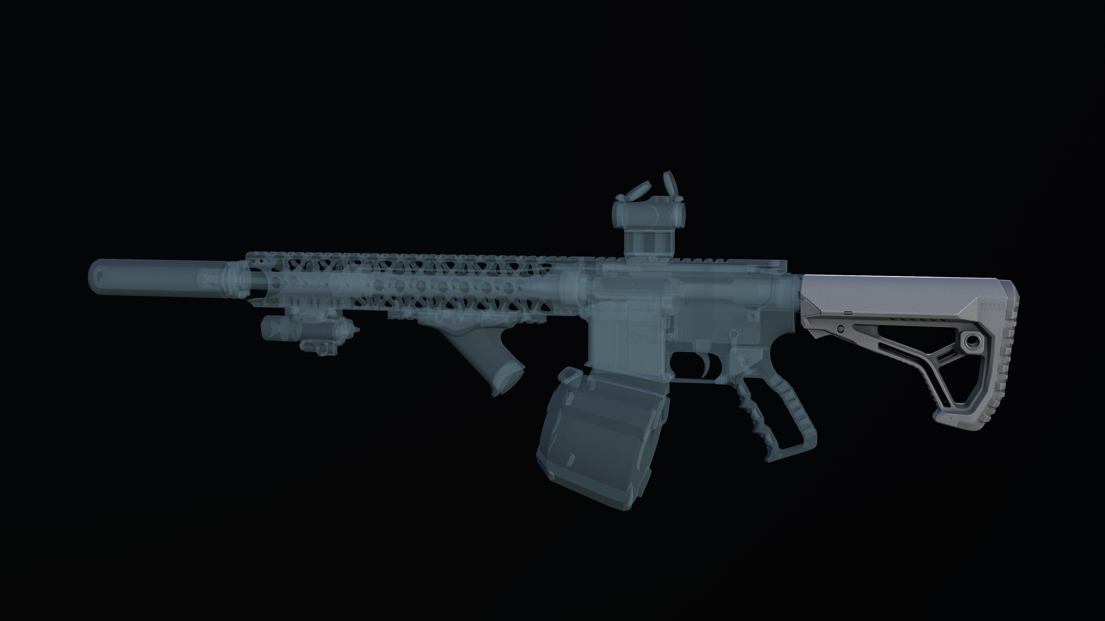 FAB Defense GL-CORE buttstock M4 AR Low-poly 3D model_3