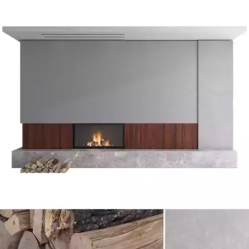 Decorative wall with fireplace set 26