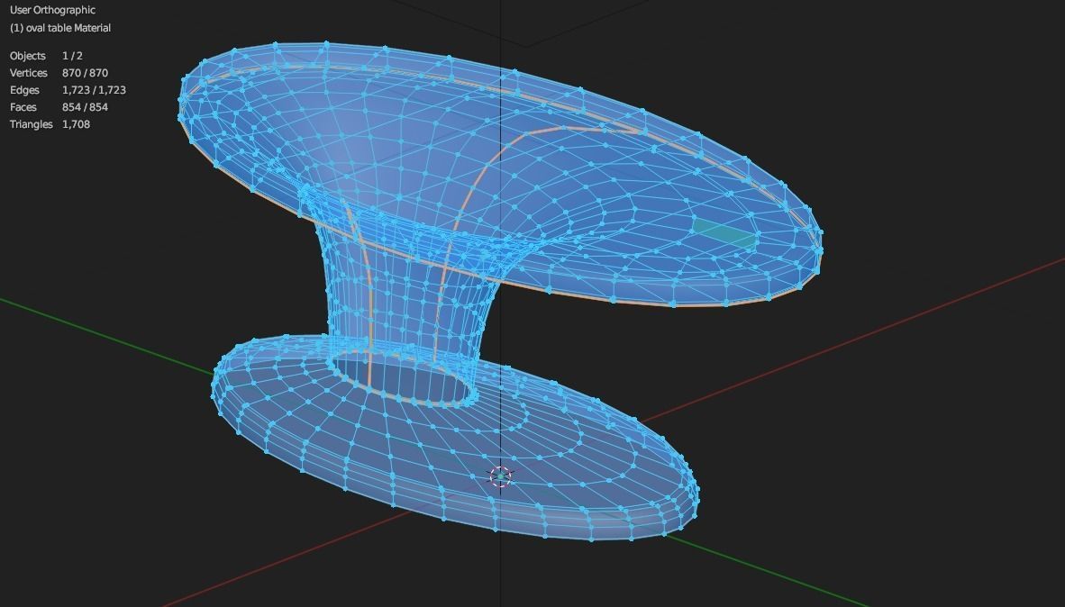 oval table Low-poly 3D model_4