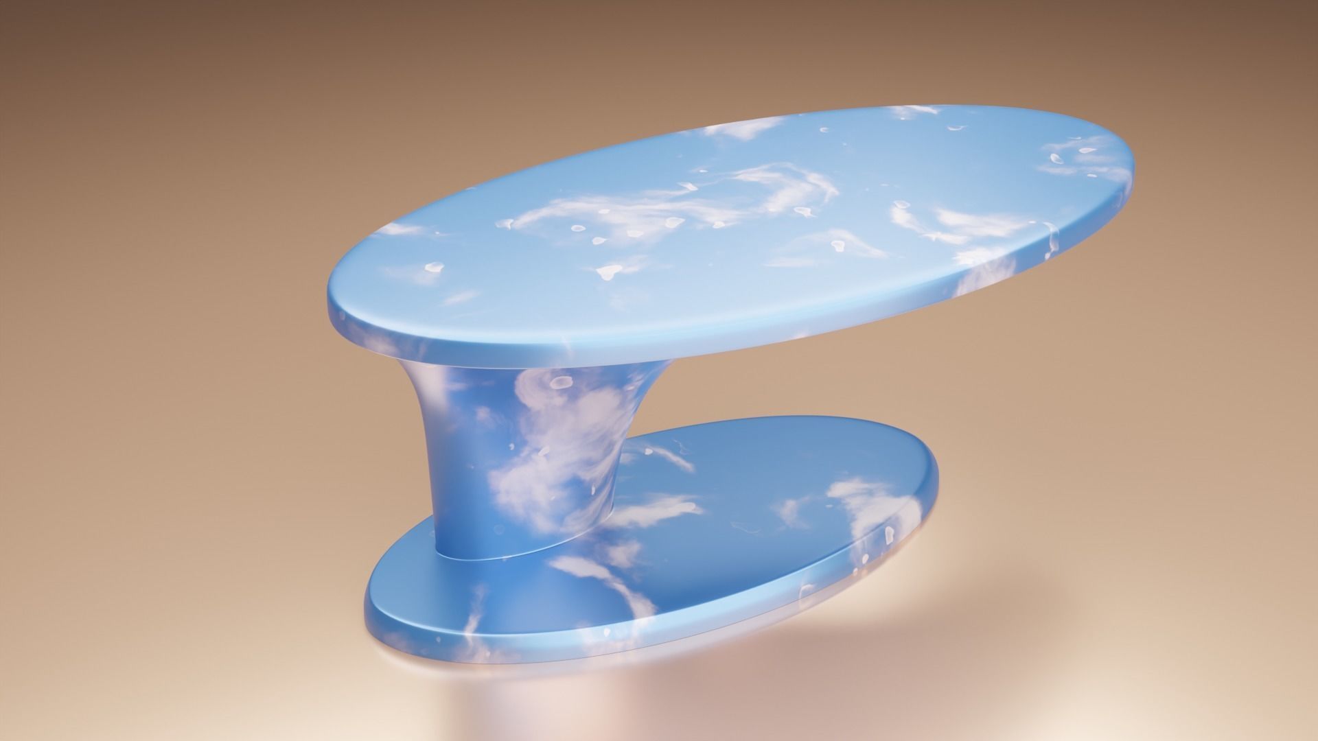 oval table Low-poly 3D model_2