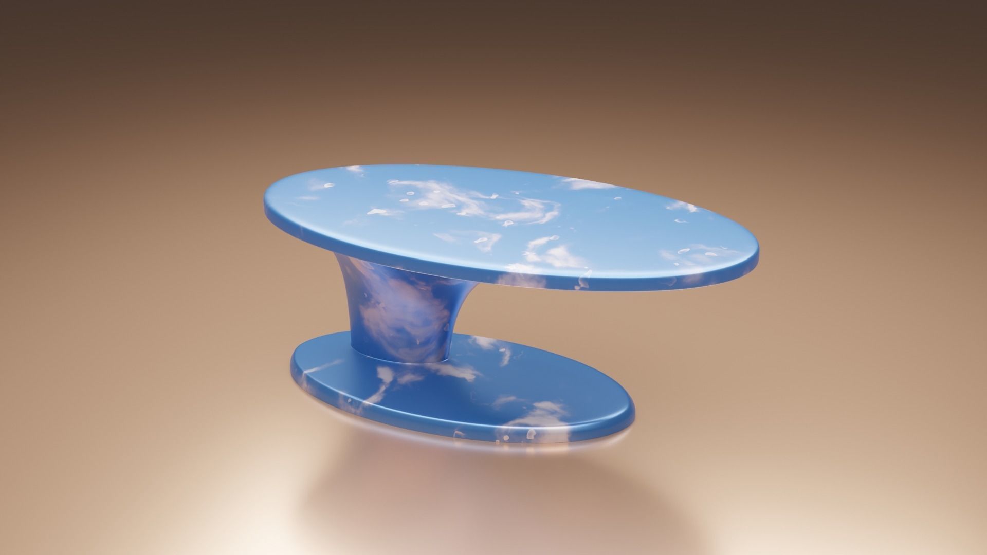 oval table Low-poly 3D model_1