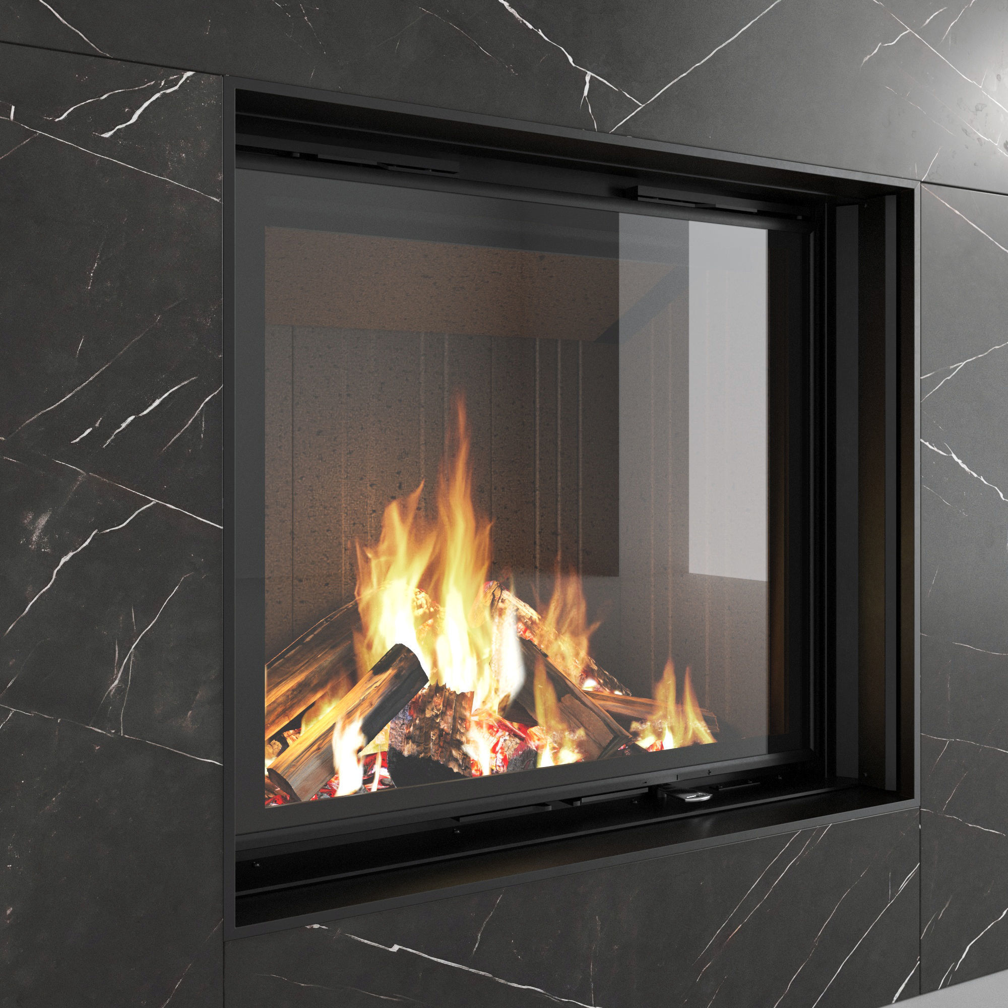 Decorative wall with fireplace set 28 3D model_2