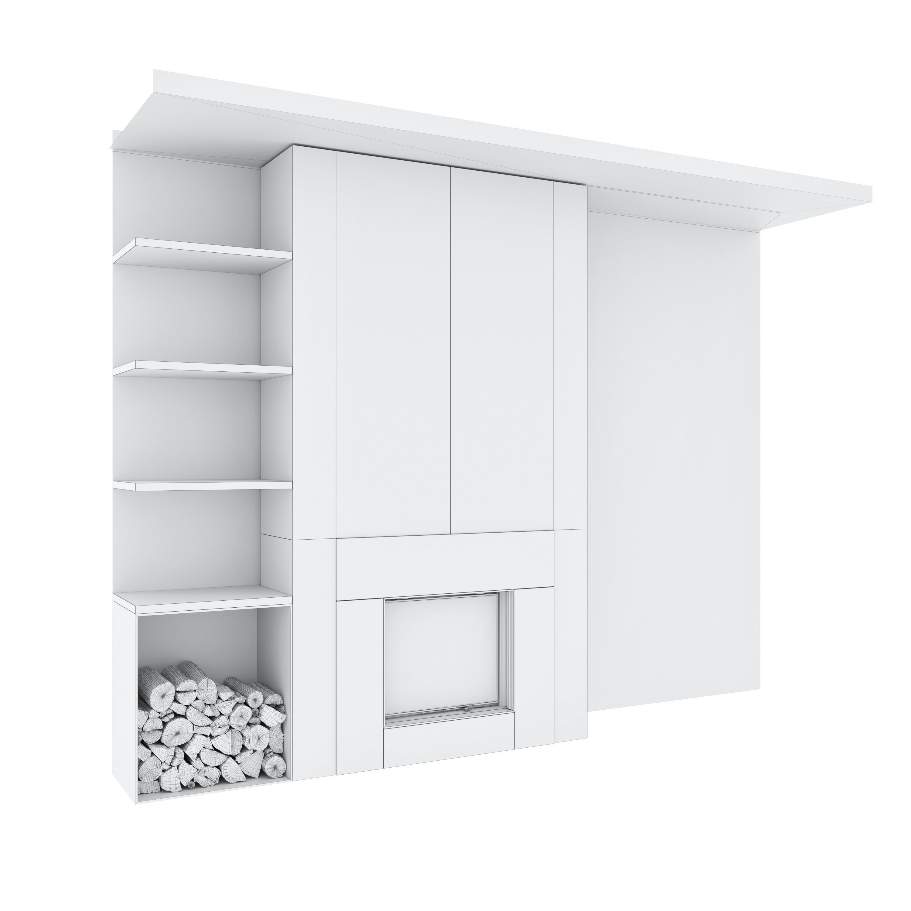 Decorative wall with fireplace set 28 3D model_6