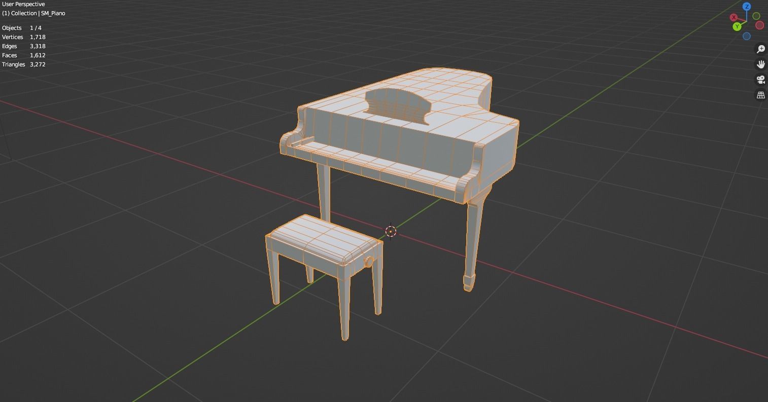 Piano Low-poly 3D model_1