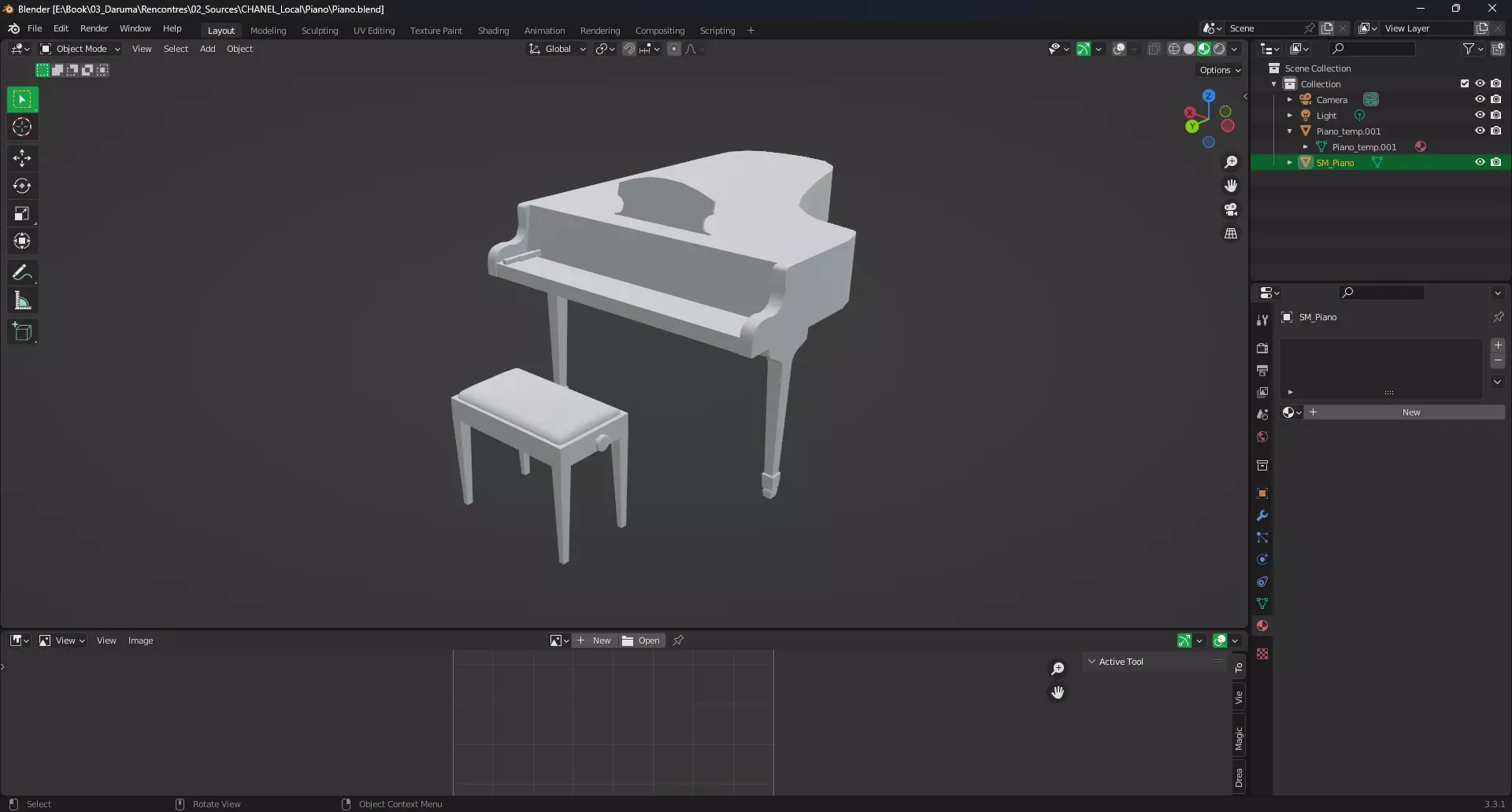 Piano Low-poly 3D model_0