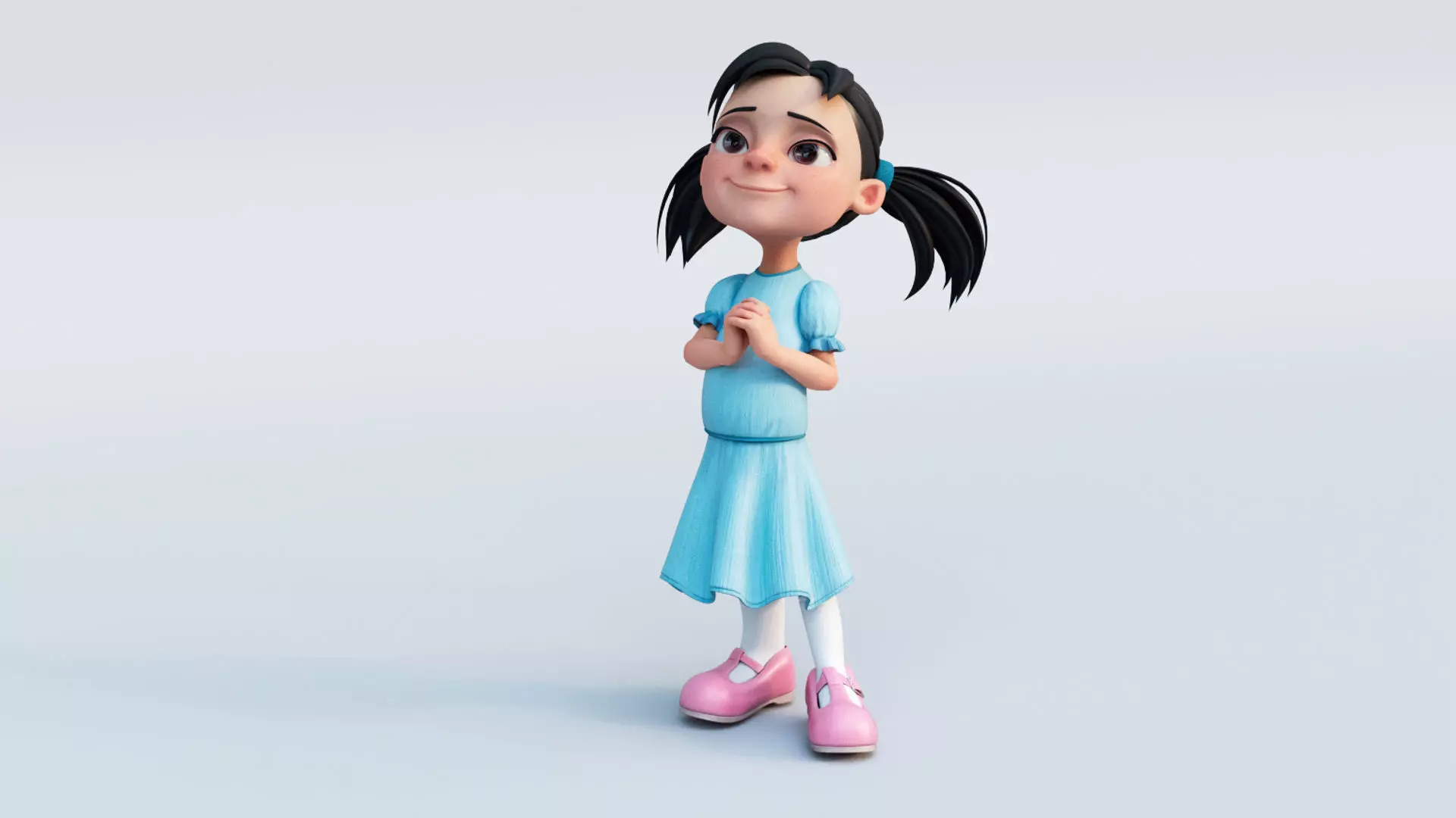 Jumana Cartoon Girl Character Rigged 3D model_0