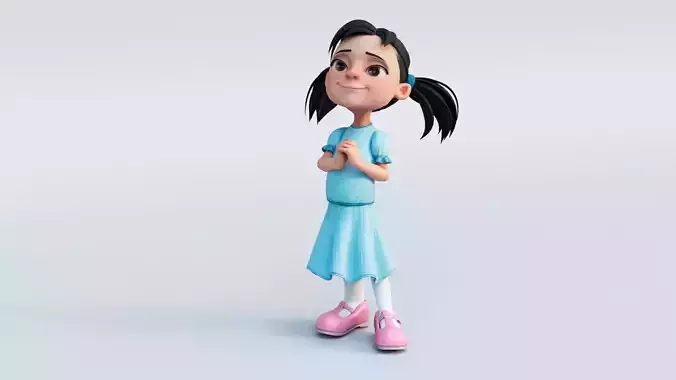 Jumana Cartoon Girl Character Rigged 3D model