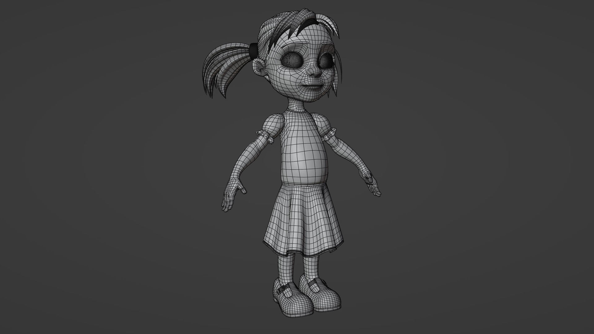 Jumana Cartoon Girl Character Rigged 3D model_5