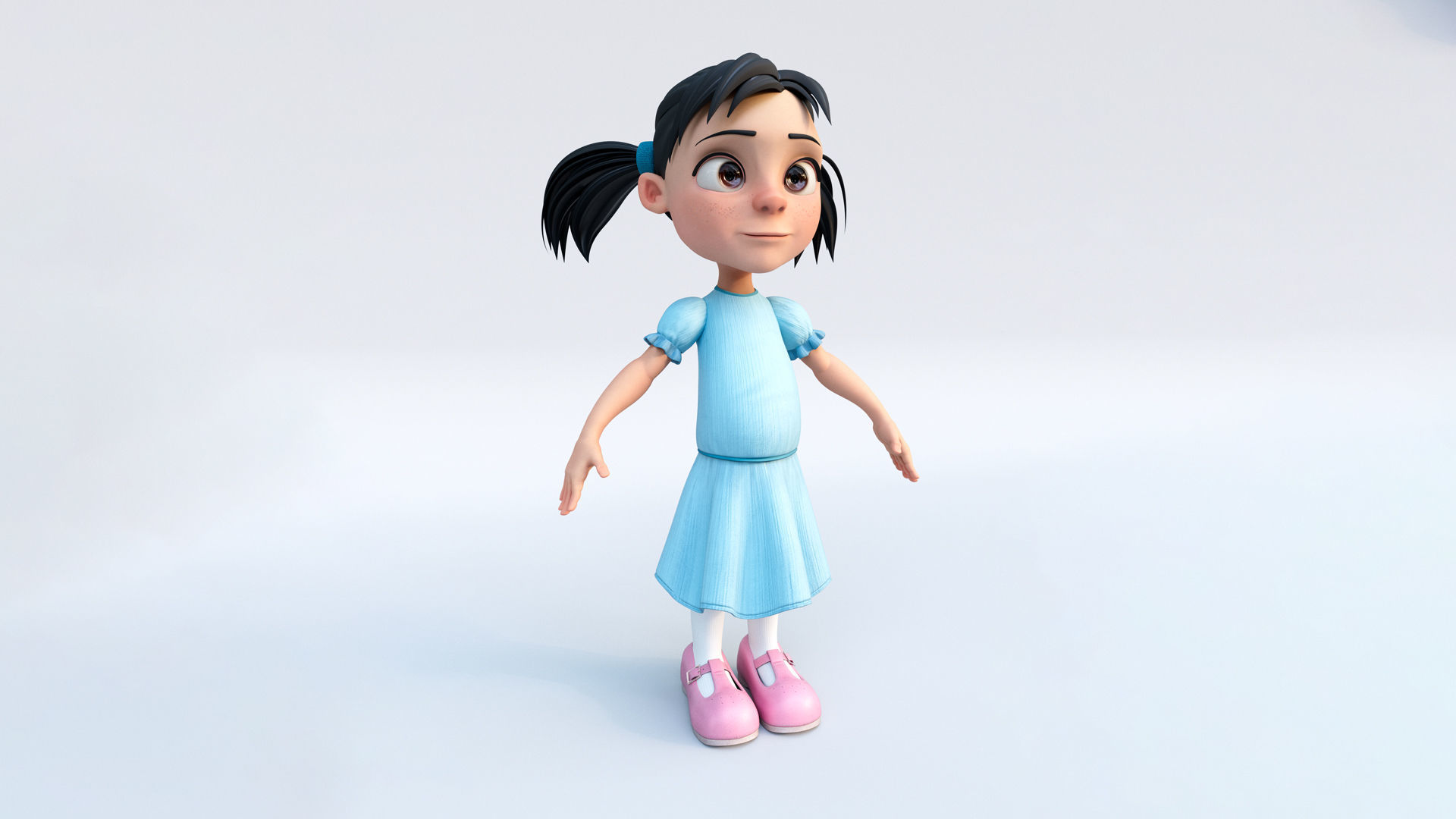 Jumana Cartoon Girl Character Rigged 3D model_4