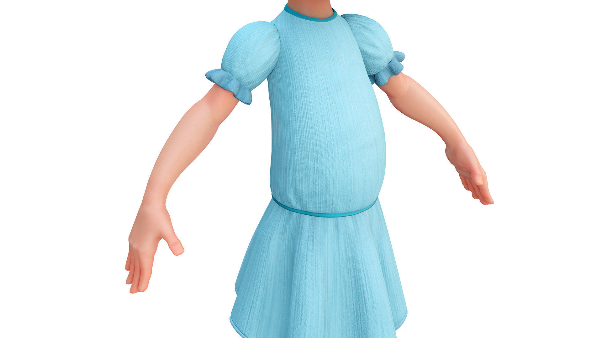 Jumana Cartoon Girl Character Rigged 3D model_2