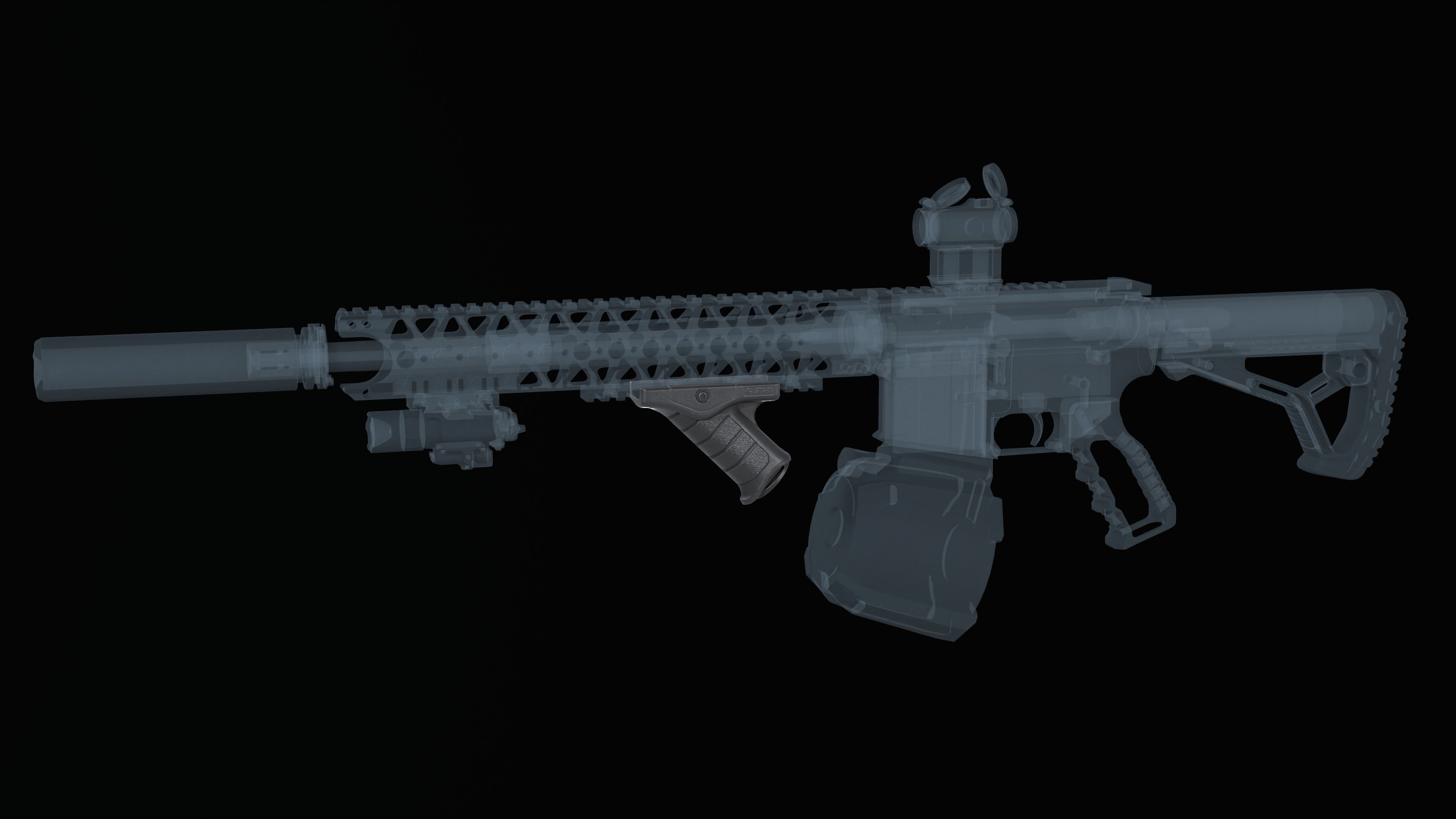 Stark SE-5 Express tactical forward grip Low-poly 3D model_3