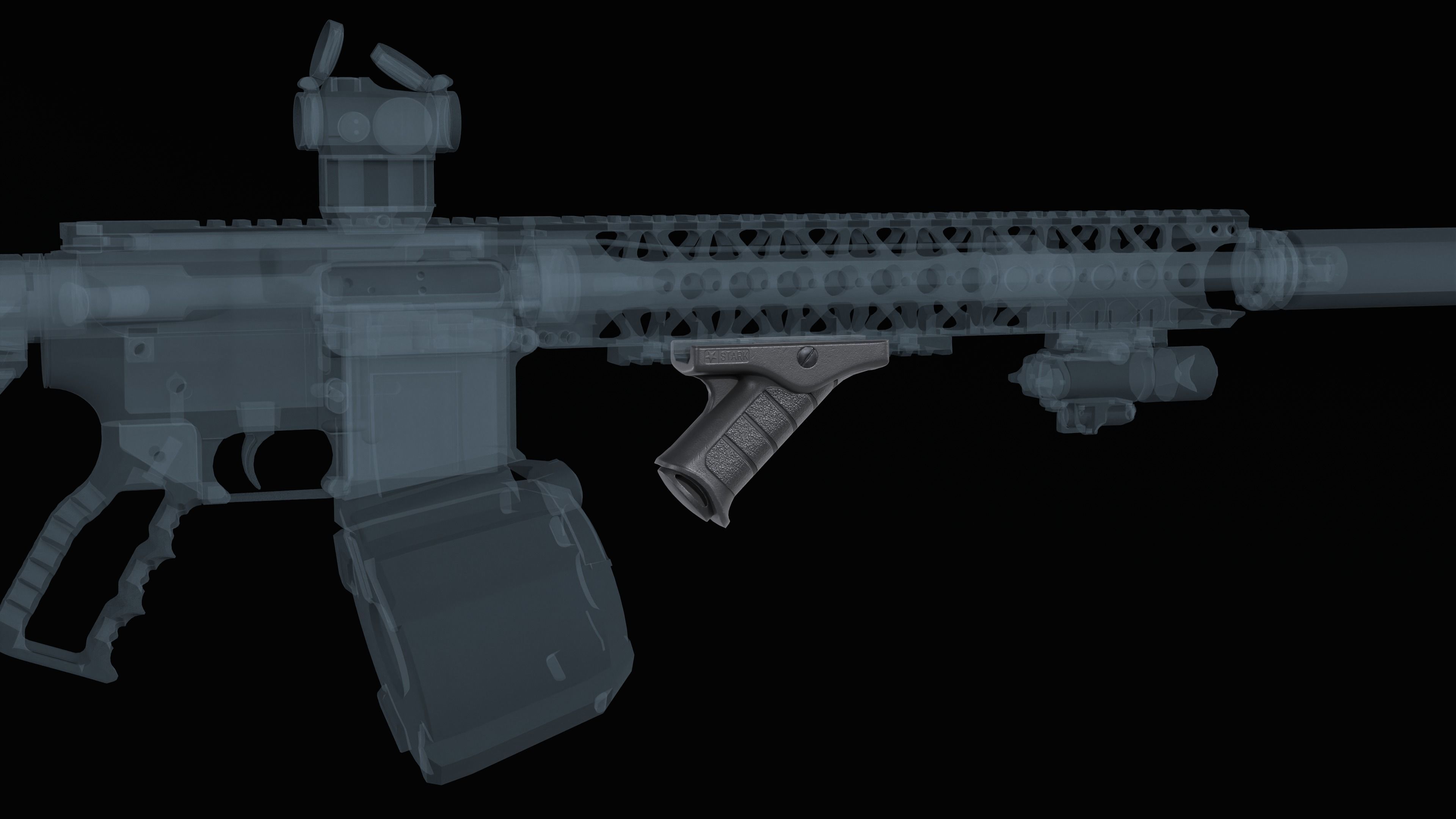Stark SE-5 Express tactical forward grip Low-poly 3D model_4