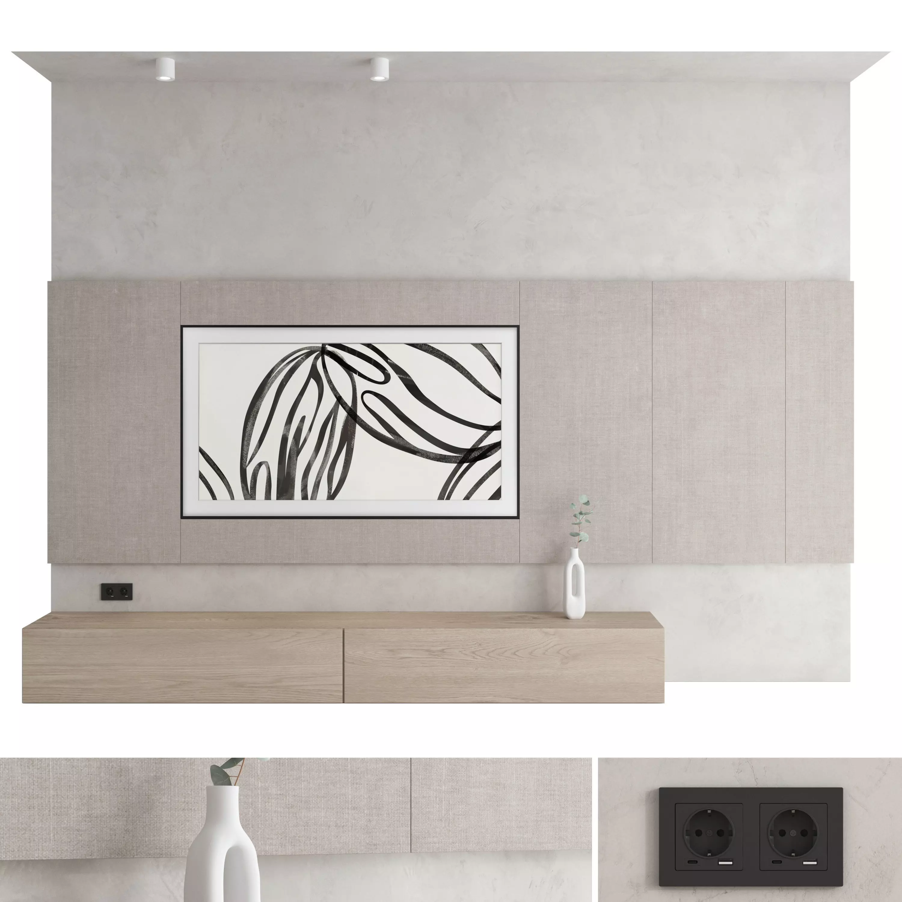 TV wall set 34 3D model