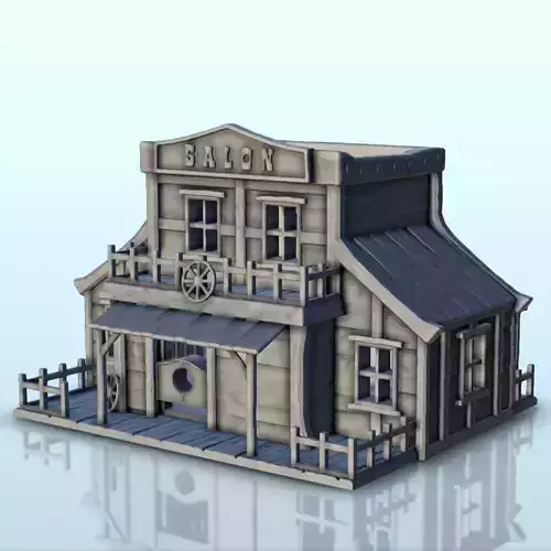 Western saloon with floor and fence 1 - USA ACW Civil War 3D print model