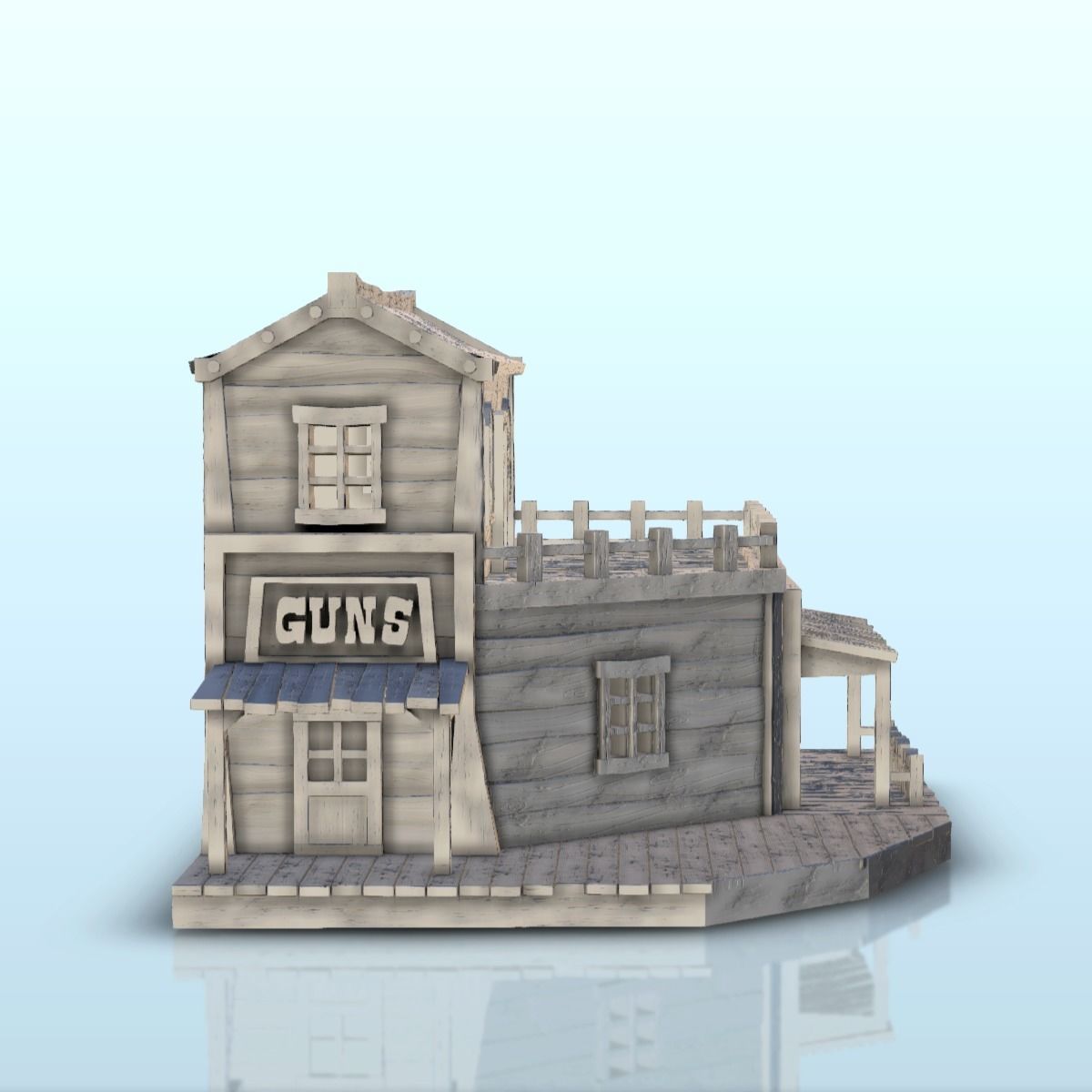 Western gun shop with floor and terrace 11 - USA ACW Civil War 3D print model_4