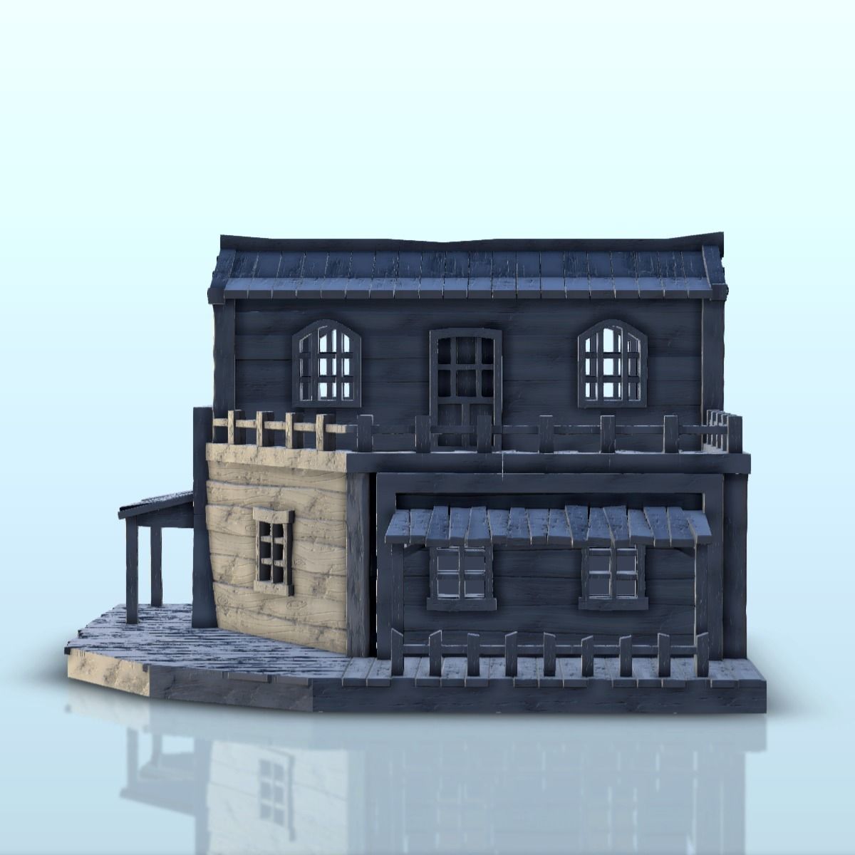 Western gun shop with floor and terrace 11 - USA ACW Civil War 3D print model_7