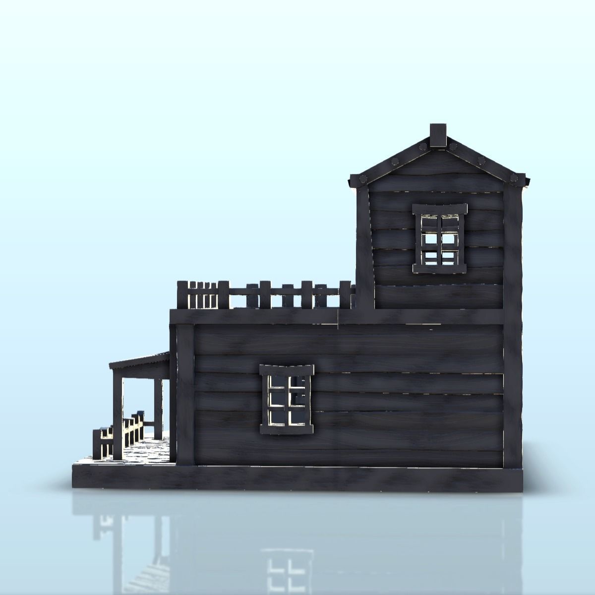 Western gun shop with floor and terrace 11 - USA ACW Civil War 3D print model_6