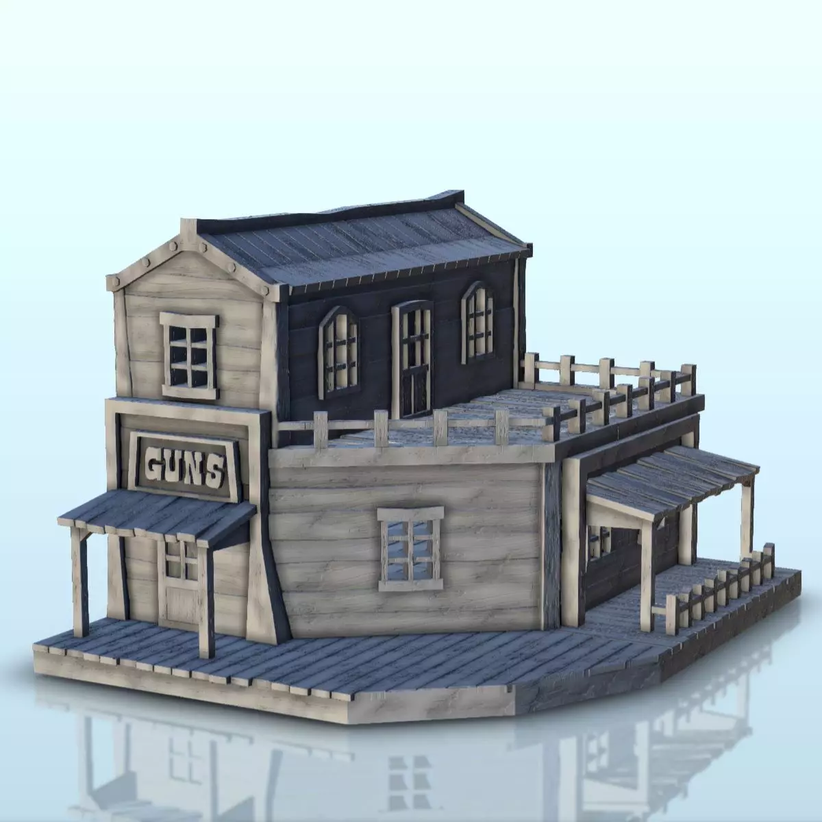 Western gun shop with floor and terrace 11 - USA ACW Civil War 3D print model_0