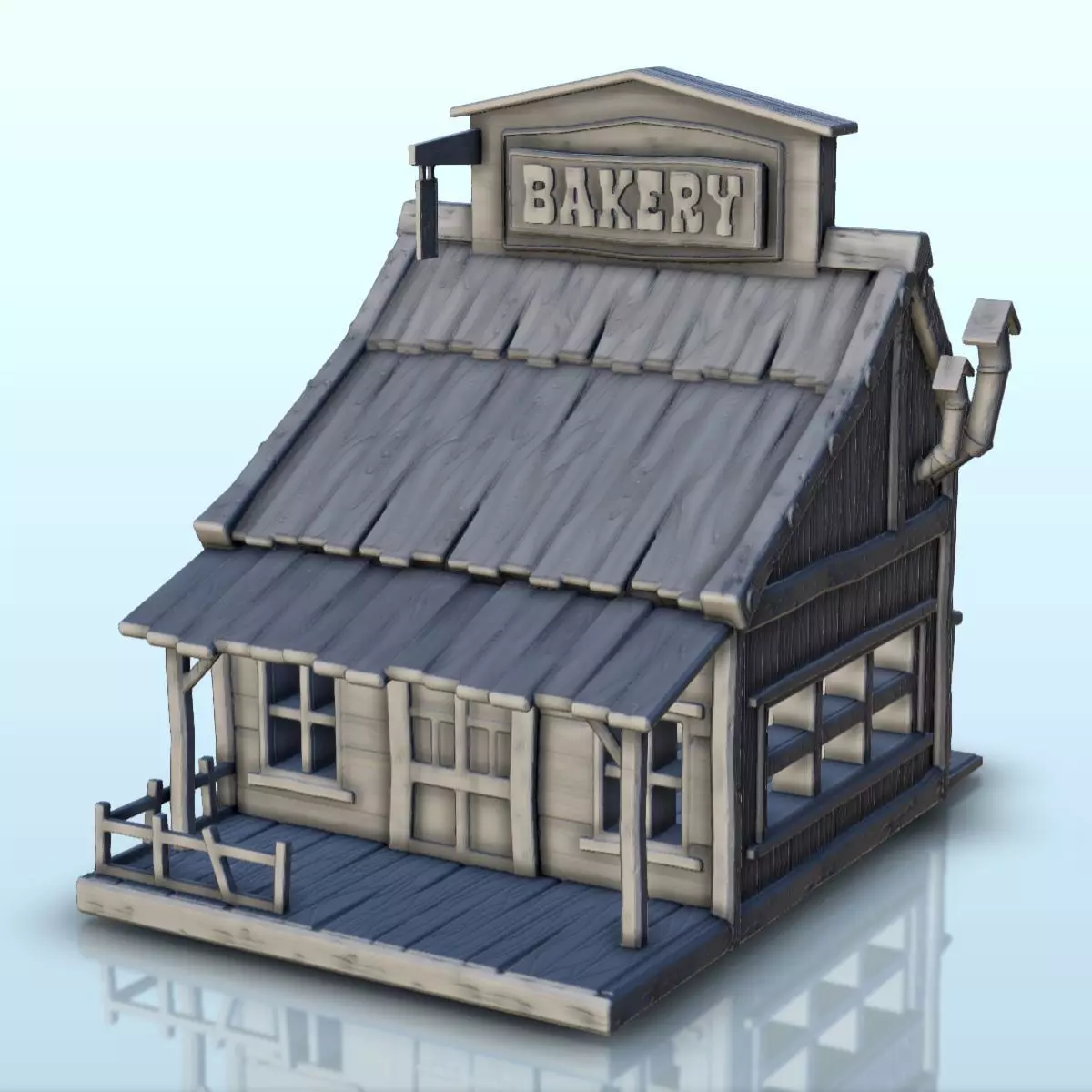 Western bakery with high-roof and metal-chimney 5 - USA ACW War 3D print model