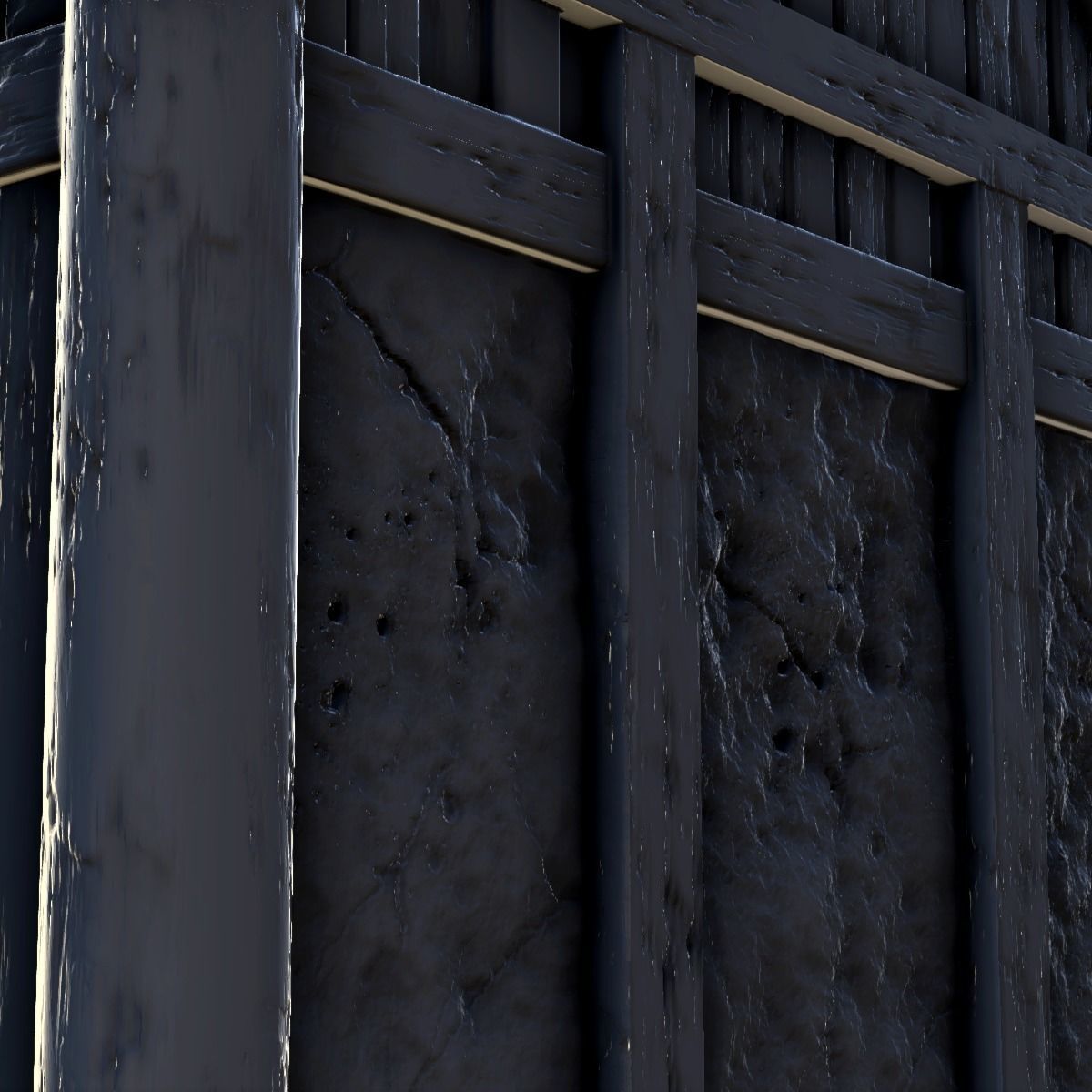 Viking house with wooden door and roof decorated with horns 2 3D print model_9