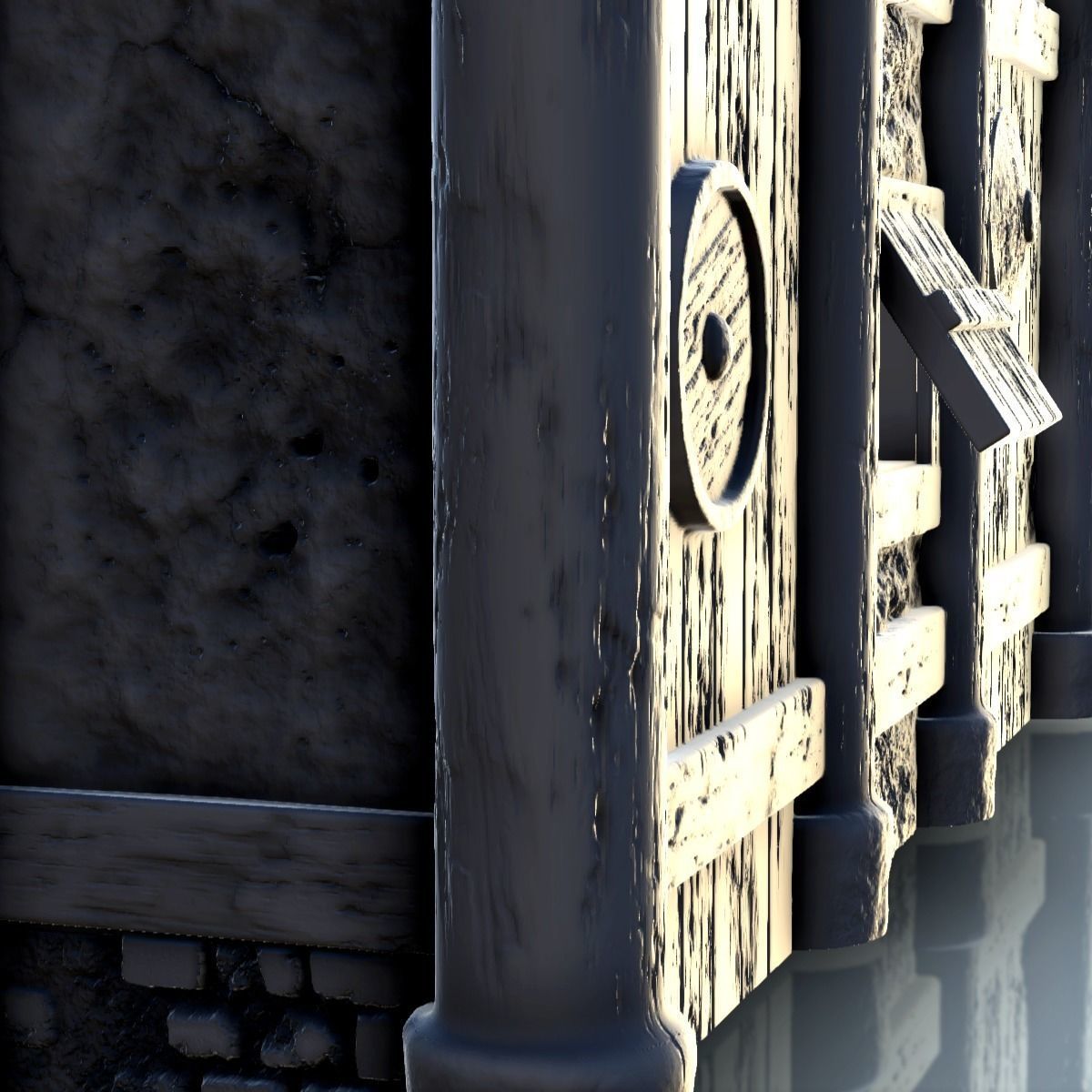 Viking house with wooden door and roof decorated with horns 2 3D print model_10